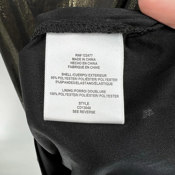 NSR Long Sleeve Metallic Midi Dress in Black Gold Bronze Cut Out Size Medium - Picture 9 of 10